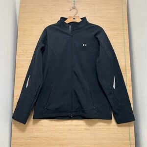 Under Armour ColdGear Softshell Jacket Black Fleece Lined Full Zip Womens Large
